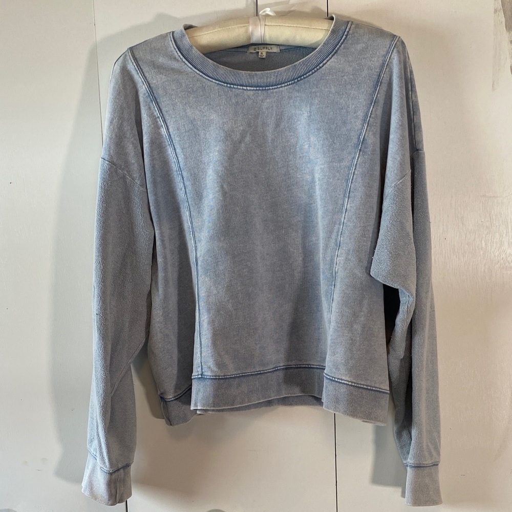 Z Supply Light Blue Crew Neck Sweatshirt